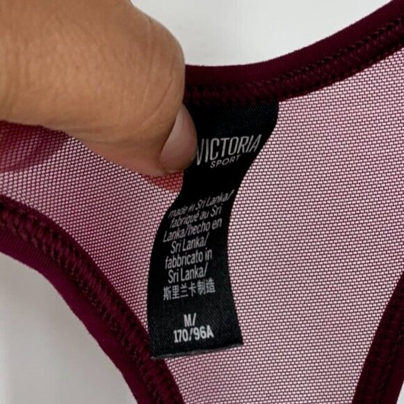 Victorias Secret Sport Lightweight Tank Top Mesh Detail Bugundy Women's Medium - Picture 5 of 6
